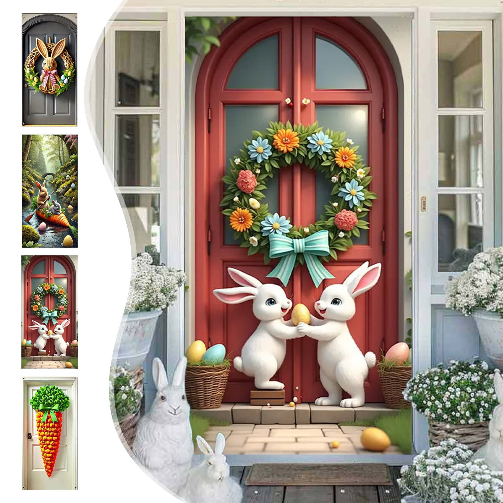 mtvxesu Easter Party Decorations, Easter Door Curtain, Large Party Supplies, Room And Garden Wall Decor, Holiday Background Banner For Easter Party Easter Decorations Outdoor Summer Saving Clearance
